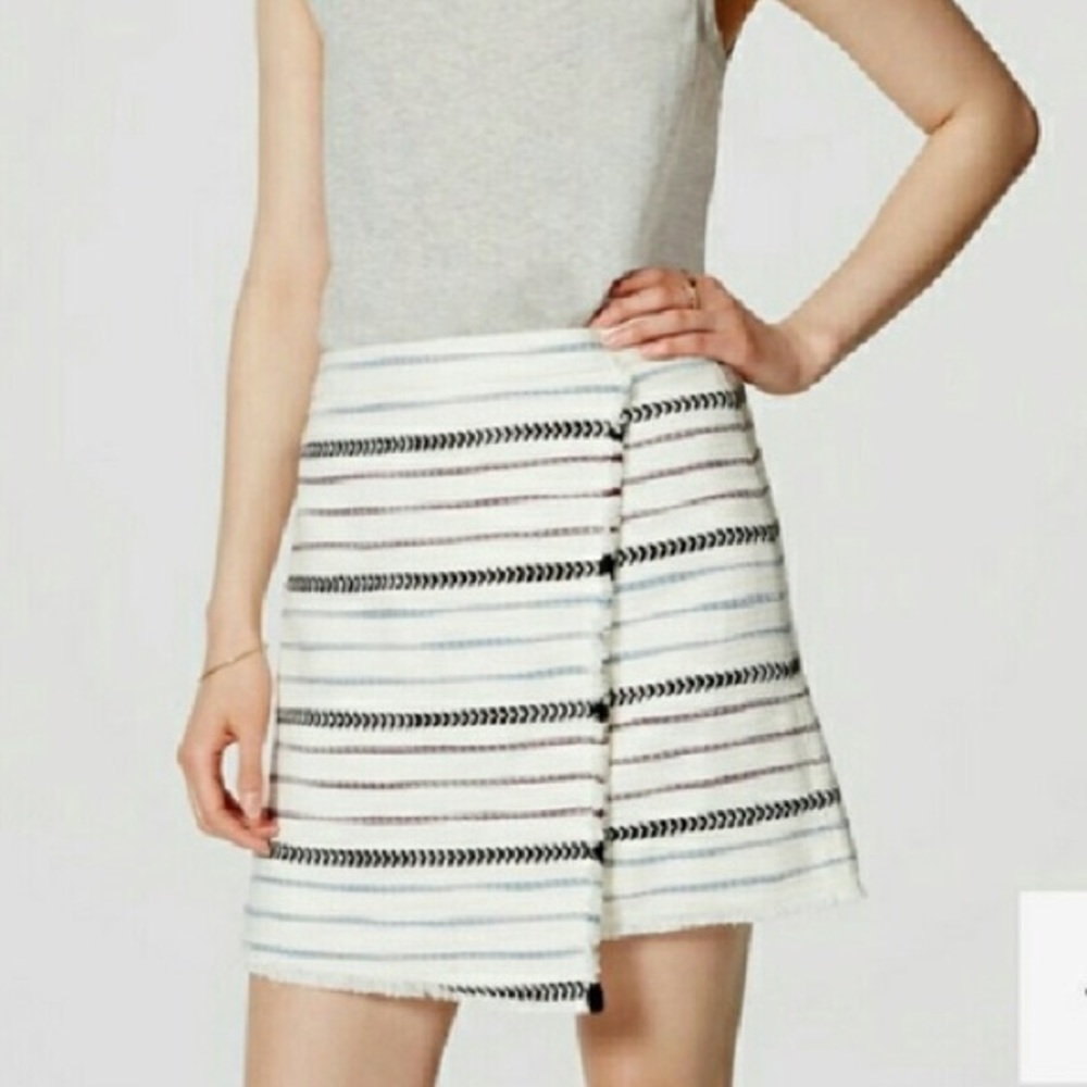 LOFT striped fringe skirt
